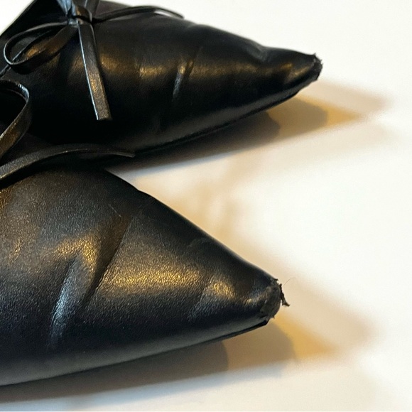 ASOS • adorable black faux leather pointed bow slip on flat mules - Picture 12 of 16
